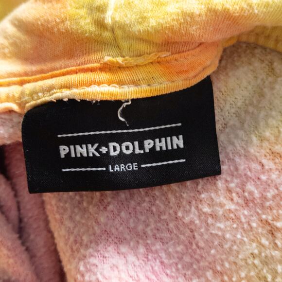 Pink Dolphin Tie Dye Graphic Hoodie Pink Yellow Large Streetstyle - Picture 8 of 8
